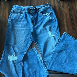 d. jeans women’s distressed wide bottom jean